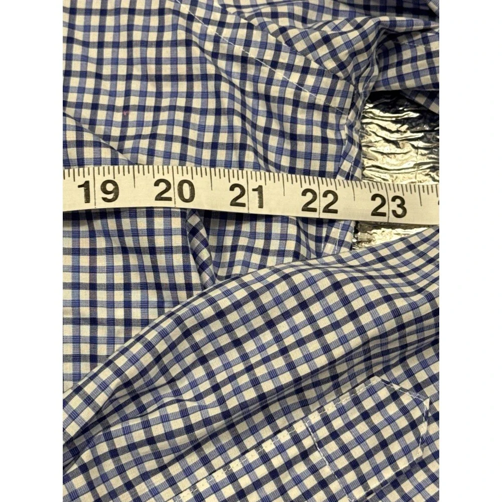 Polo Ralph Lauren Mens 16.5 34/35 Blue Gingham Classic Fit Easy Care Shirt